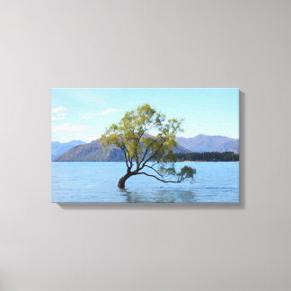 Die einsame Baumkronen-Wasserfarben-Leinwand druck Leinwanddruck