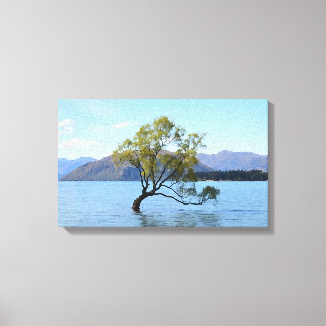 Die einsame Baumkronen-Wasserfarben-Leinwand druck Leinwanddruck (Vorderseite)