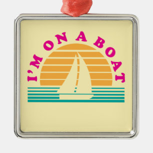 Die einsame Insel auf einem Boot Silbernes Ornament