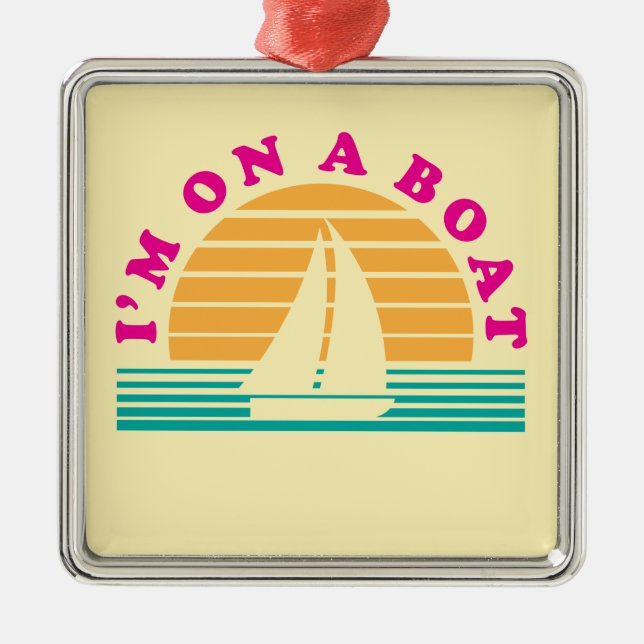 Die einsame Insel auf einem Boot Silbernes Ornament (Vorne)