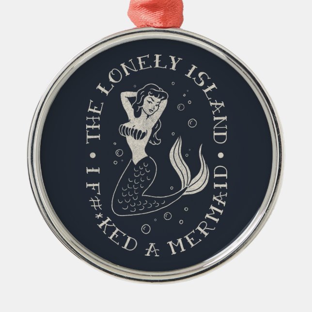 Die einsame Insel-Meerjungfrau Silbernes Ornament (Vorne)