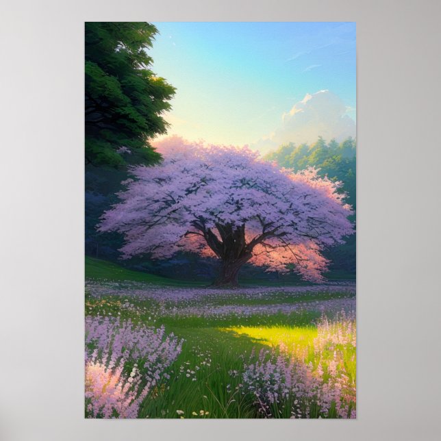 Die einsame Schönheit des Kirschblossoms Poster (Vorne)
