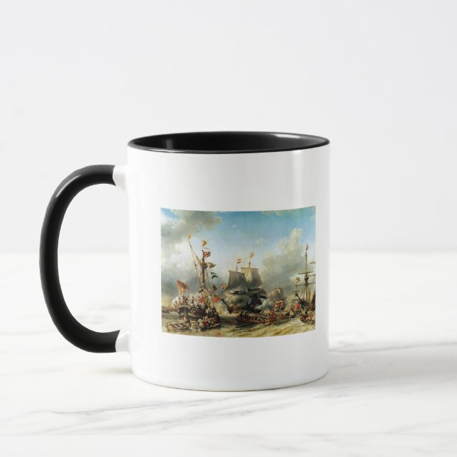 Die Einschiffung von Ruyter und von William de Tasse (Links)