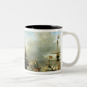 Die Einschiffung von Ruyter und von William de Zweifarbige Tasse
