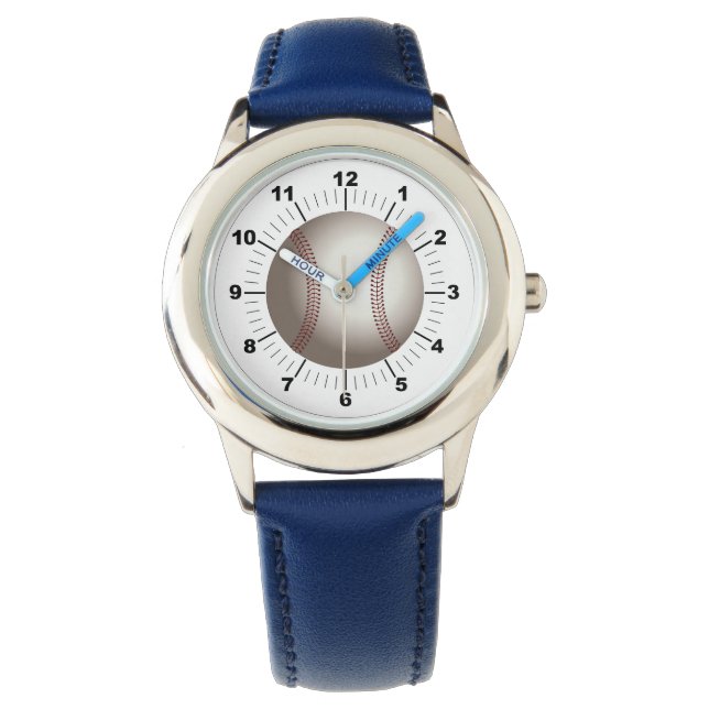Die einstellbare blaue Baseballnummer des Kindes Armbanduhr (Vorderseite)