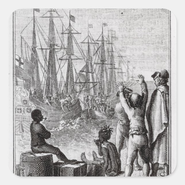 Die Einwohner von Boston Throw Quadratischer Aufkleber (Vorderseite)