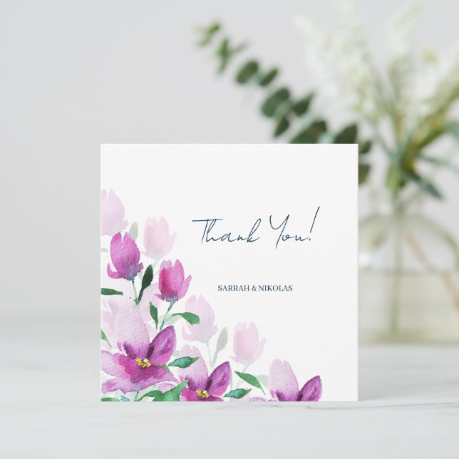 Die Einzigartigkeit der Blume der Wasserfarben des Dankeskarte (Stehend Vorderseite)