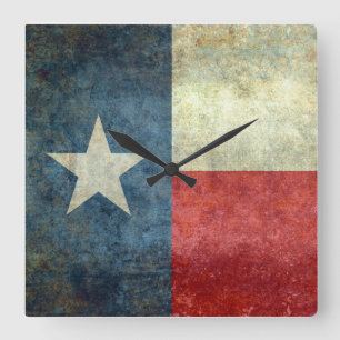 Die "einzige Stern-Flagge" von Texas Quadratische Wanduhr