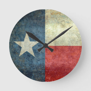 Die "einzige Stern-Flagge" von Texas Runde Wanduhr