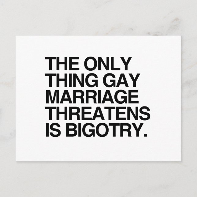 DIE EINZIGE THEMATIK, DIE DIE GAY-HEIRAGE BEDROHT, POSTKARTE (Vorderseite)