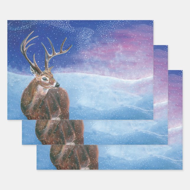 Die elaphische Rote Hirsche und die Winterlandscha Geschenkpapier Set (Set)