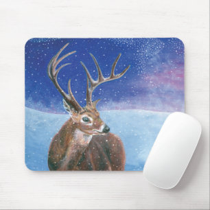 Die elaphische Rote Hirsche und die Winterlandscha Mousepad