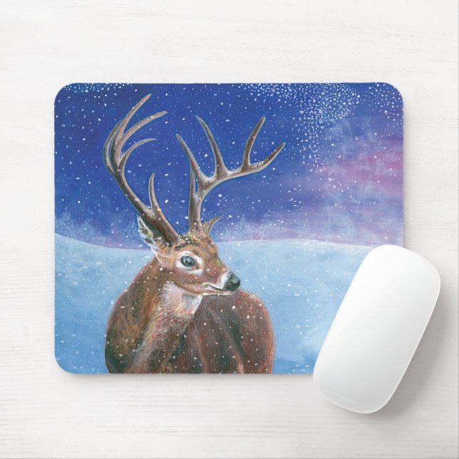 Die elaphische Rote Hirsche und die Winterlandscha Mousepad (Mit Mouse)