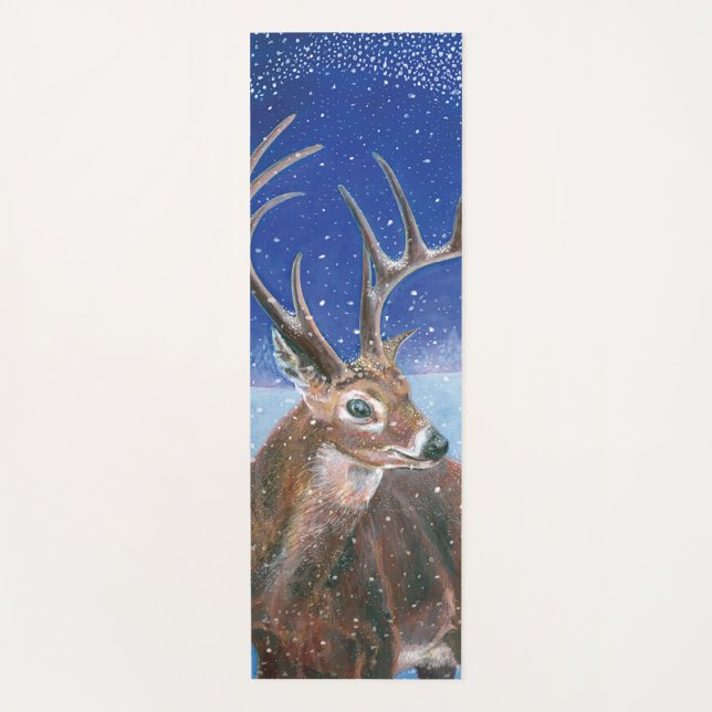 Die elaphische Rote Hirsche und die Winterlandscha Yogamatte (Vorderseite)