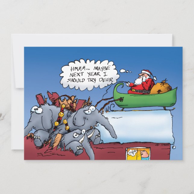 Die Elefanten des Weihnachtsmannes Feiertagskarte (Vorderseite)