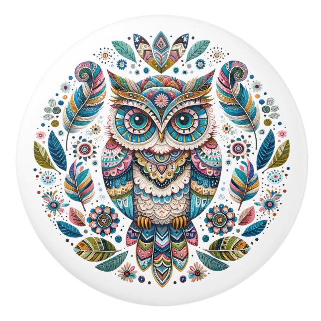 Die Elegant Owl Keramik Knock Keramikknauf (Vorderseite)