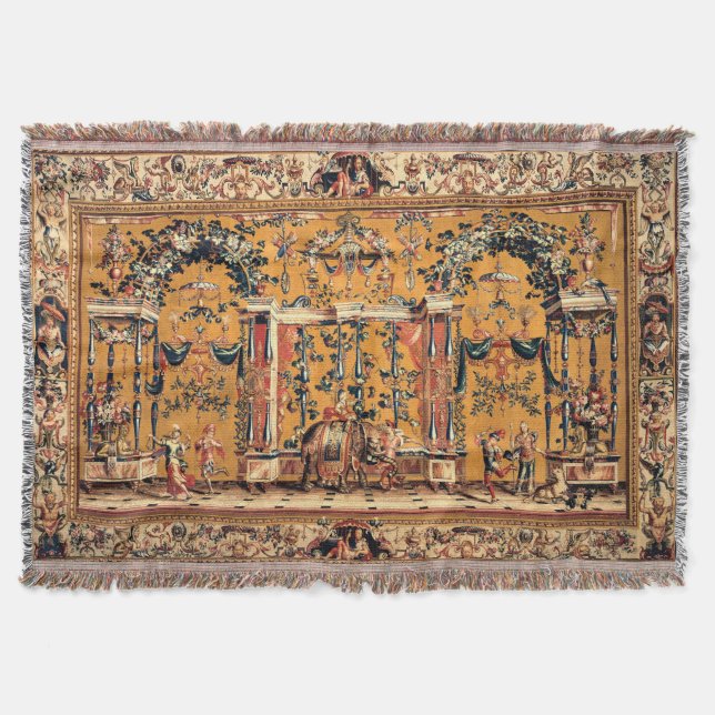 Die elegante antique französische Tapisserie Print Decke (Vorderseite)