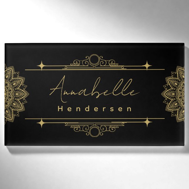Die elegante Gold- und Black-Name-Markierung Namenschild (Vorderseite)