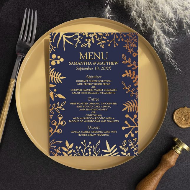Die elegante Hochzeitskollektion der Marine und de Menükarte (Von Creator hochgeladen)