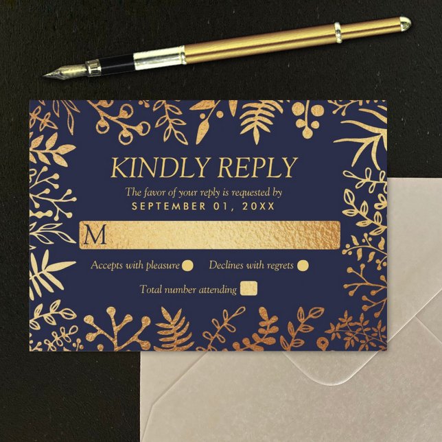 Die elegante Hochzeitskollektion der Marine und de RSVP Karte (Von Creator hochgeladen)