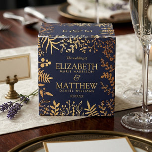 Die elegante Navy- und Gold-Blumen-Hochzeit-Kollek Geschenkschachtel