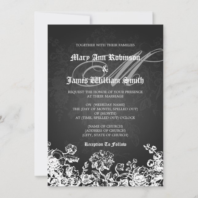 Die elegante viktorianische Hochzeit blühen Einladung (Vorderseite)