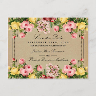 Die elegante Vintage Hochzeitskollektion Ankündigungspostkarte