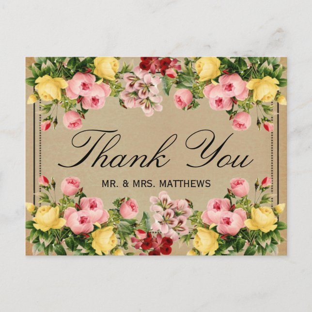 Die elegante Vintage Hochzeitskollektion Postkarte (Vorderseite)