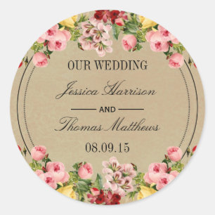 Die elegante Vintage Hochzeitskollektion Runder Aufkleber