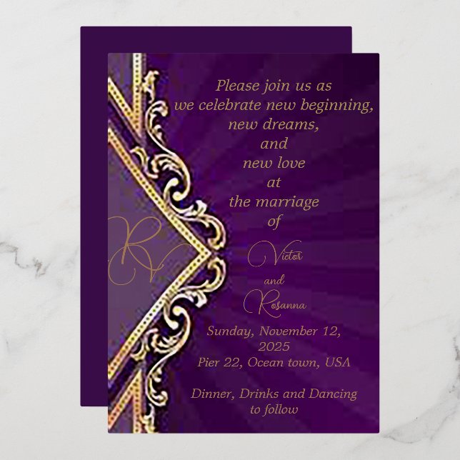 Die Eleganz der Liebe Foil Wedding Einladung (Vorderseite/Rückseite)