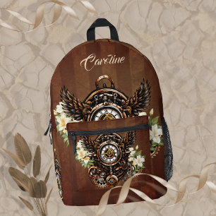 Die Eleganz der Steampunk-Blumenzauberei Bedruckter Rucksack