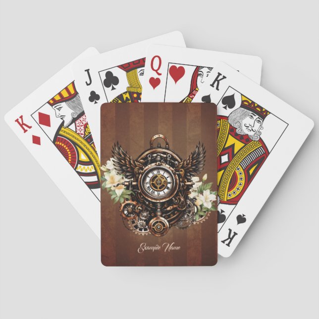 Die Eleganz der Steampunk-Blumenzauberei Spielkarten (Rückseite)
