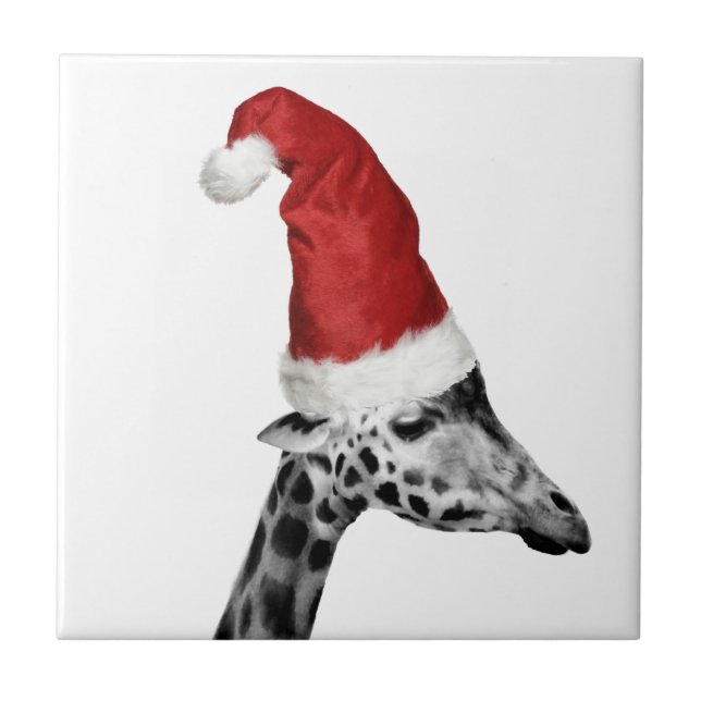 Die Eleganz der Weihnachtsgiraffe Fliese (Vorderseite)