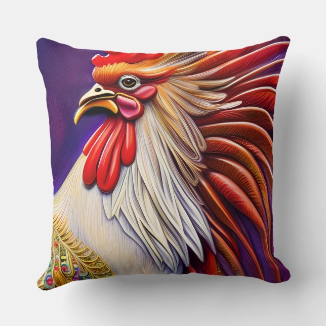 Die Eleganz des Roosters erfassen Kissen (Rückseite)