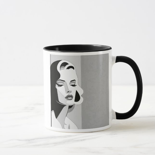 Die Eleganz einer Frau, die mit dem Blick durchboh Tasse (Rechts)