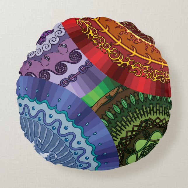 Die Elemente Mandalas Runde Kissen (Vorderseite)