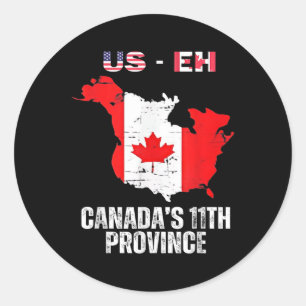 Die elfte Provinz Kanadas Funny Us-eh Useh Runder Aufkleber
