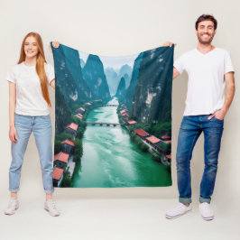 Die Embrace der Natur - Landschaftliche Flusslands Fleecedecke