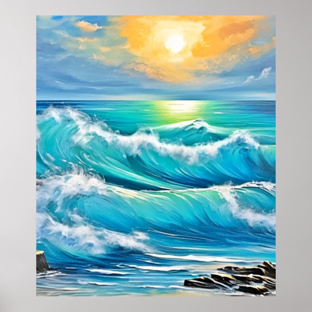 Die Embrace des Ozeans: Wave Art Poster (Vorne)