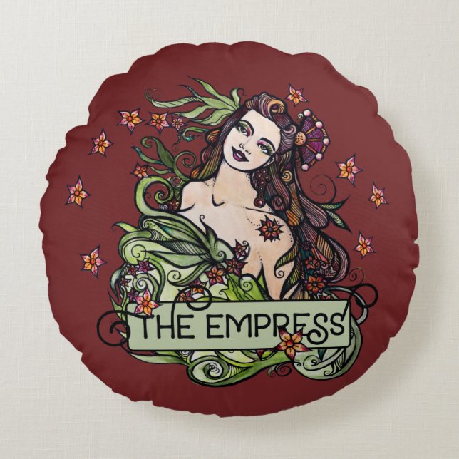 Die Empress-Tarot-Karte Rundes Kissen (Vorderseite)