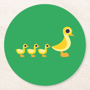 Die Enten-Familie Runder Pappuntersetzer