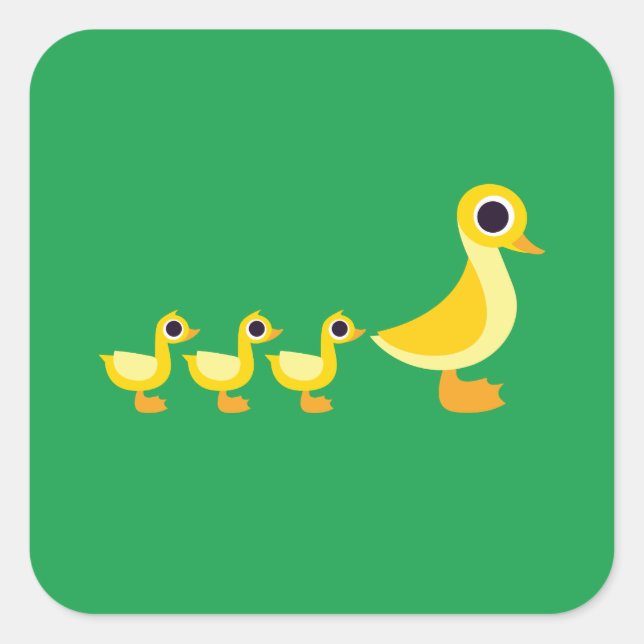 Die Entenfamilie Quadratischer Aufkleber (Vorderseite)