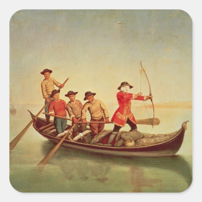 Die Entenjagd Quadratischer Aufkleber (Vorderseite)