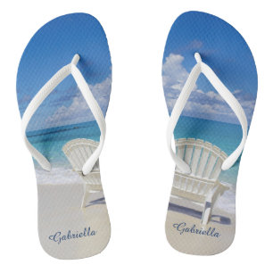 Die entspannte ruhige personalisierte Strand-Szene Flip Flops