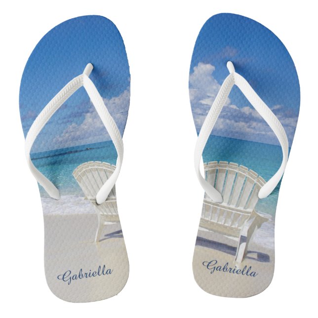 Die entspannte ruhige personalisierte Strand-Szene Flip Flops (Fußbett)