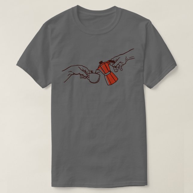 Die Entstehung der klassischen Kaffeekunst Barista T-Shirt (Design vorne)
