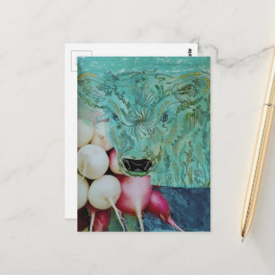 Die entzückende Kuh und die Radieschen Collage Postkarte