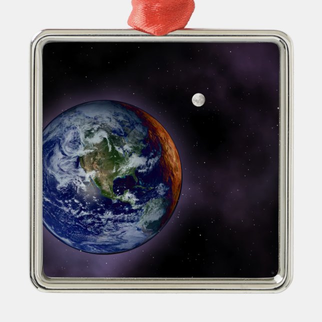 Die Erde an den äußeren Kanten Silbernes Ornament (Vorne)