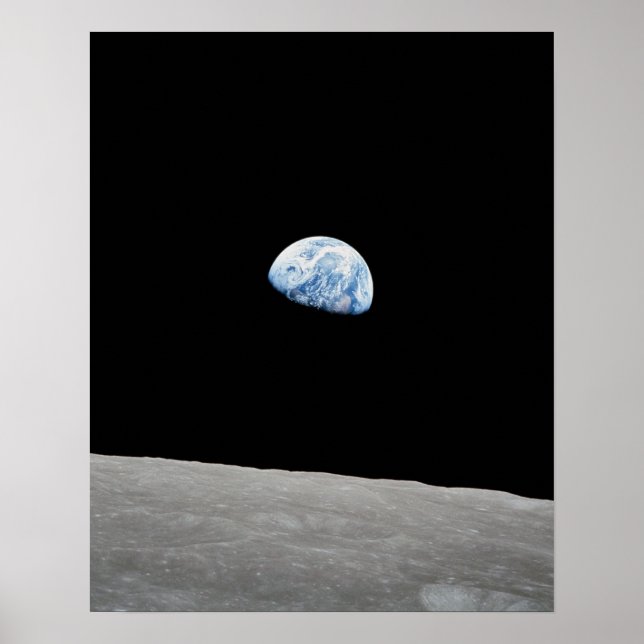 Die Erde erhebt sich über dem Mond, wie aus Apollo Poster (Vorne)