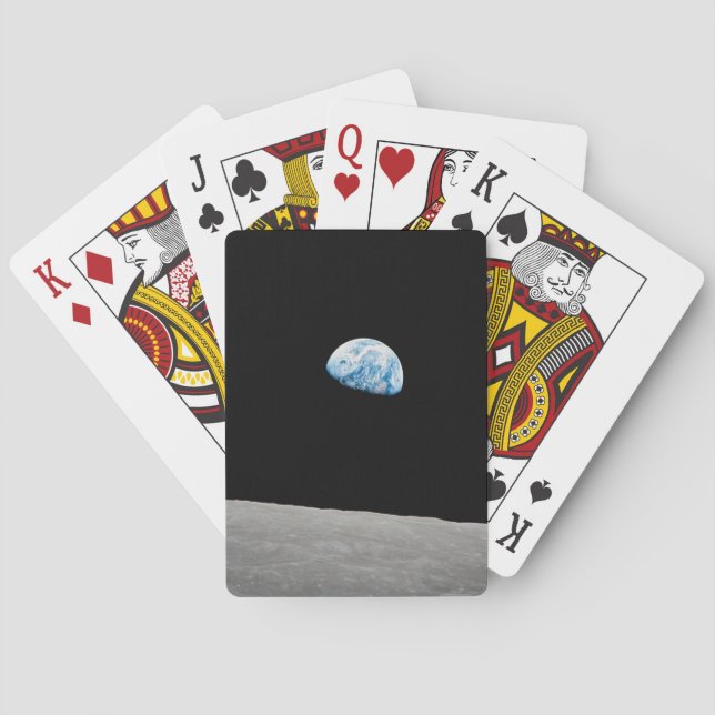 Die Erde erhebt sich über dem Mondlicht. Spielkarten (Rückseite)